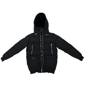 Supply & Demand Jacket Men Size Medium Black Zipper Pockets Fur Parka